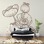 Wall murals Drawing of flowers on a white background