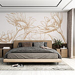 Wall murals Drawing of flowers and leaves