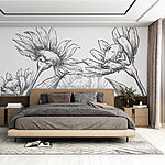 Wall murals Drawing of flowers with leaves