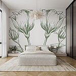 Wall murals Drawing of flowers and leaves