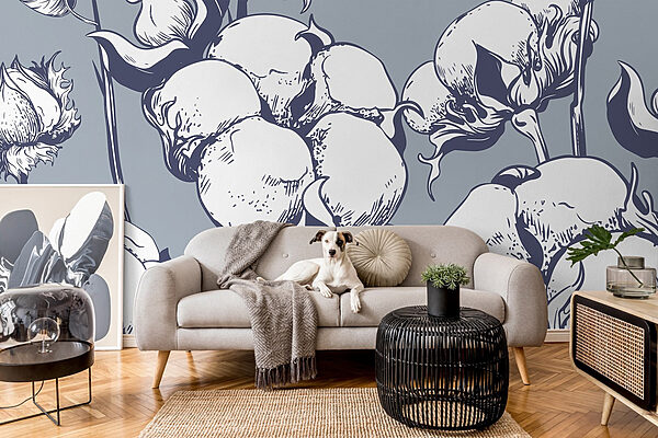 Delicate blooms on a pastel backdrop Wall murals Delicate blooms on a pastel backdrop
