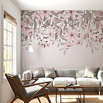 Wall murals Pink flowers and leaves