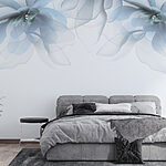 Wall murals Group of flowers with white and blue flowers