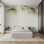 Wall murals White and beige flowers