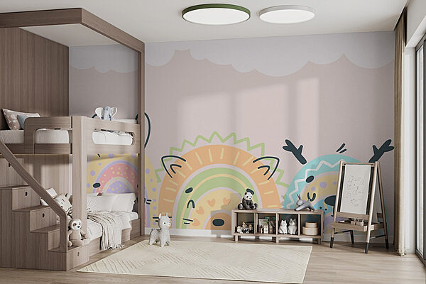 Group of animals with rainbows Wall murals Group of animals with rainbows