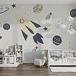 Wall murals Rocket and planets in space