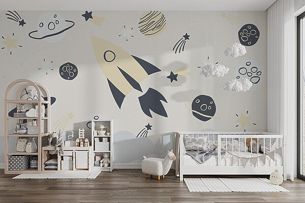 Rocket and planets in space Wall murals Rocket and planets in space