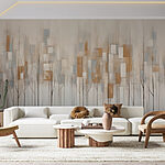 Wall murals Painting of trees with squares