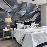 Wall murals Textured leaves in cool tones.