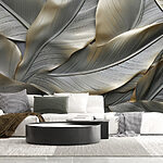 Wall murals Textured leaves in subtle hues.