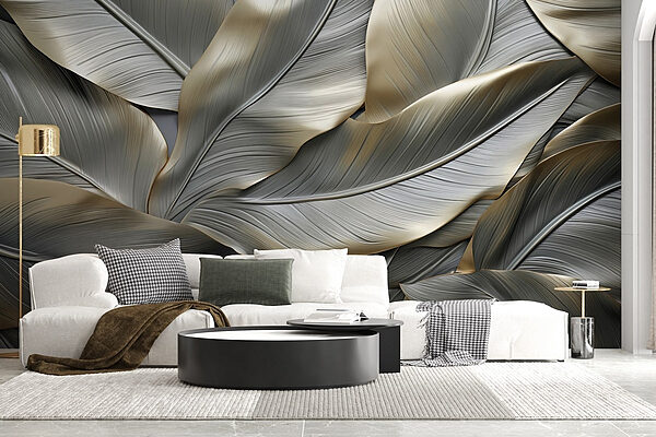 Textured leaves in subtle hues Wall murals Textured leaves in subtle hues