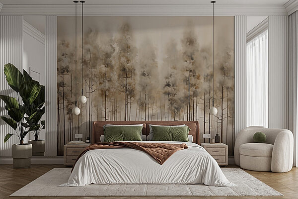 Group of trees in a forest Wall murals Group of trees in a forest