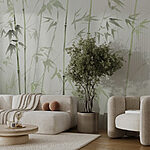 Wall murals Bamboo stems with leaves painted on them