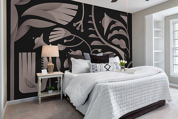 Black and white floral design Wall murals Black and white floral design