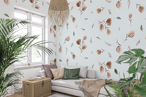 Pattern of flowers and leaves Wall murals Pattern of flowers and leaves