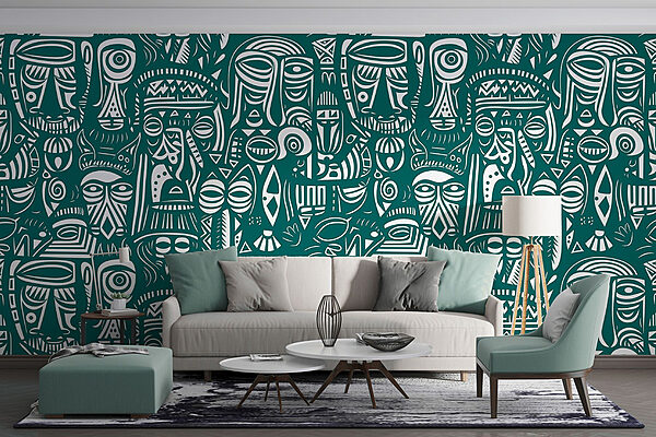 Pattern of different faces Wall murals Pattern of different faces