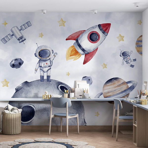 Wall mural Watercolor of space objects