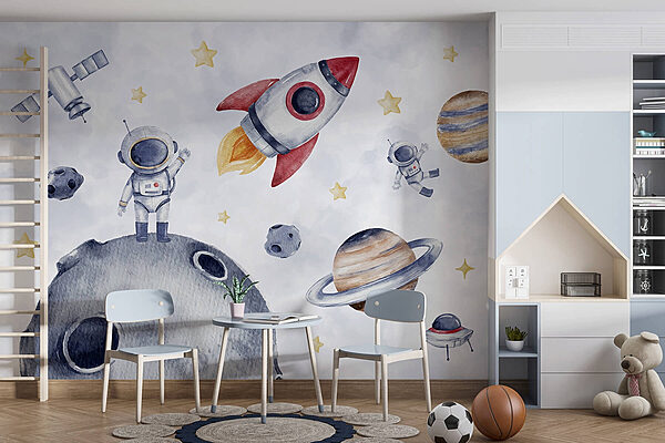 Watercolor of space objects Wall murals Watercolor of space objects
