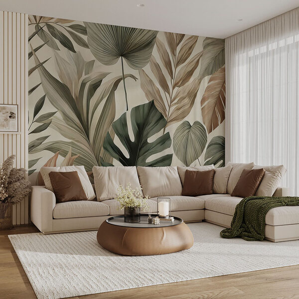 Wall mural Wallpaper with leaves