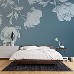 Wall murals White flowers on a gray background