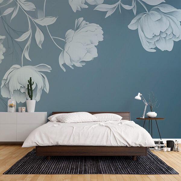 White flowers on a gray background Wall murals White flowers on a gray background