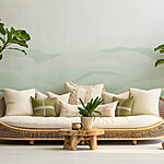 Wall murals Green and white landscape