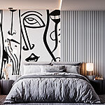 Wall murals Black and white drawing of faces