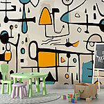 Wall murals Colorful art piece with people and shapes