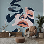 Wall murals Woman's face with black and blue paint