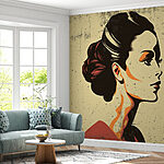 Wall murals Woman with a hair bun