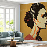 Wall murals Woman with a hair bun