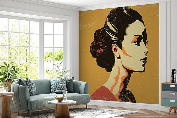 Woman with a hair bun Wall murals Woman with a hair bun
