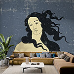 Wall murals Drawing of a man with long hair