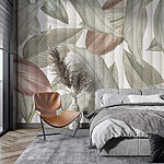 Wall murals Natural hues in leafy patterns