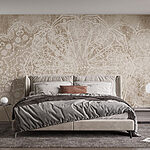 Wall murals White ornate design on a brown surface