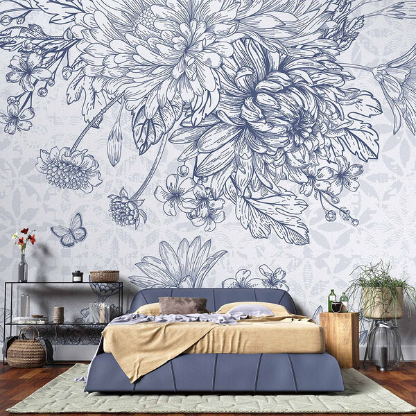 Floral elegance in soft tones Wall murals Floral elegance in soft tones