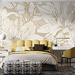 Wall murals Wallpaper with flowers and leaves