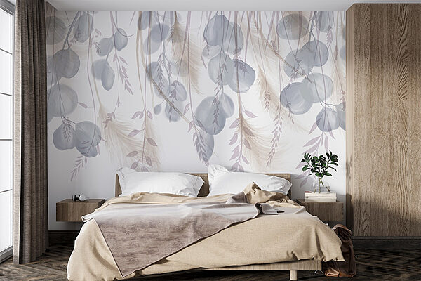 Delicate foliage with soft hues Wall murals Delicate foliage with soft hues