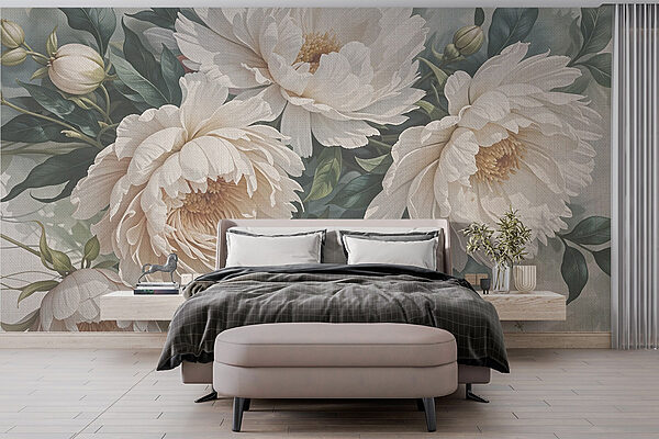 Delicate blooms in soft hues Wall murals Delicate blooms in soft hues