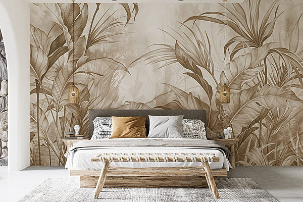 Wall mural Lush foliage in soft tones