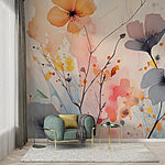 Wall murals Painting of flowers on a white background