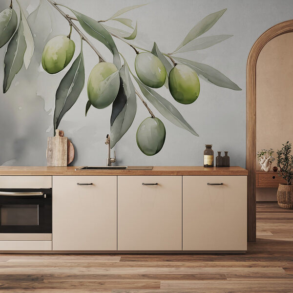 Wall mural Branch with green fruits and leaves