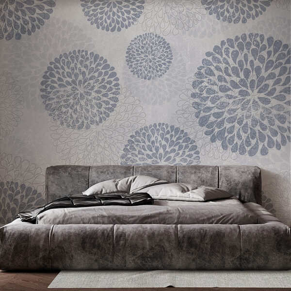 Wallpaper with circles and flowers Wall murals Wallpaper with circles and flowers