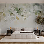 Wall murals Gentle leaves in soft hues