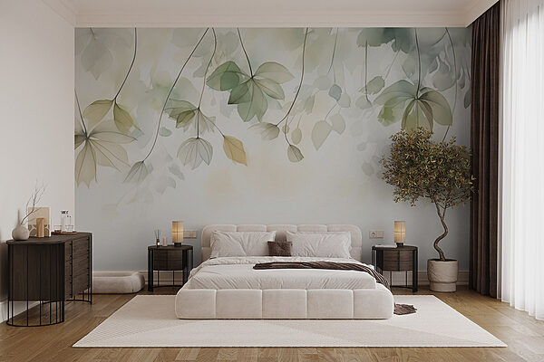 Gentle leaves in soft hues Wall murals Gentle leaves in soft hues