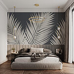 Wall murals Elegant palm leaves against a gray backdrop