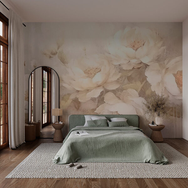 Painting of white flowers Wall murals Painting of white flowers