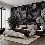 Wall murals Black and white floral pattern