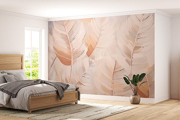 Soft leaves in gentle tones Wall murals Soft leaves in gentle tones