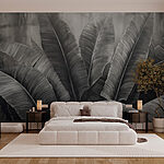 Wall murals Lush foliage in monochrome tones